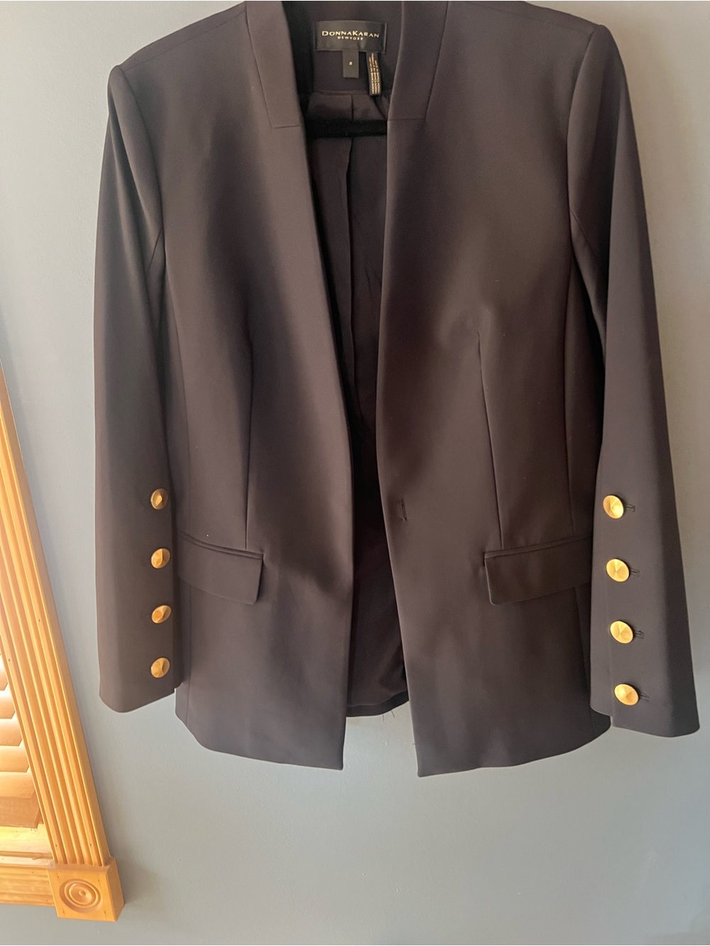 Donna Karan Black Blazer with Gold-Tone Sleeve Buttons